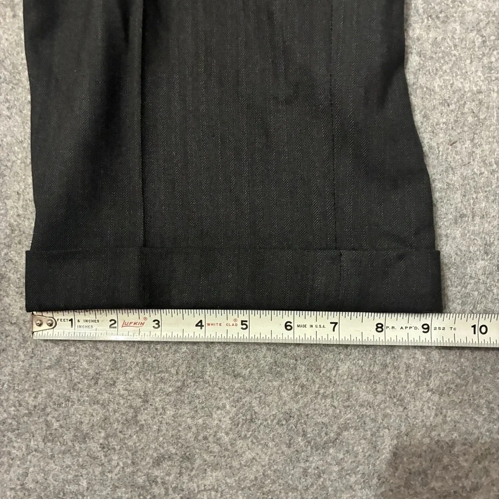 Brooks Brothers 346 Stretch Dress Pants Mens 36x28 Black Wool Pleated Cuffed